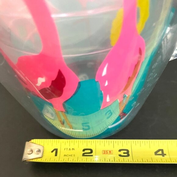Retro Pink Flamingo Pitcher 64oz Insulated Clear Plastic Lid Fun Pool Party VTG - Picture 8 of 8